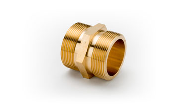3/8 x 3/8 Brass Double Male Adaptor 60 degree Coned